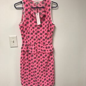 Sandro Pink and Black Midi Dress